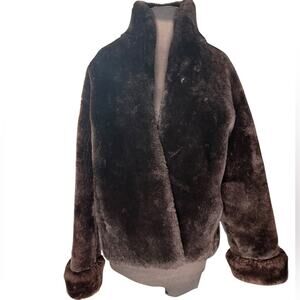 Vtg 50s Fur Coat Swing Style Rolled Cuff Womens Size M Hollywood Glam Mad Men
